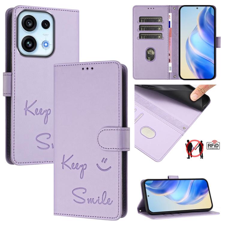 Smile Embossing RFID Leather Phone Case, For OPPO Reno13 F 5G / Reno13 A, For OPPO Reno16 F 5G / Reno16 FS 5G, For OPPO Reno16 5G / Reno16 Pro 5G Global, For OPPO Find X9s Pro 5G, For OPPO Find X9 Ultra, For OPPO A5 Pro China, For OPPO Find X8         ...