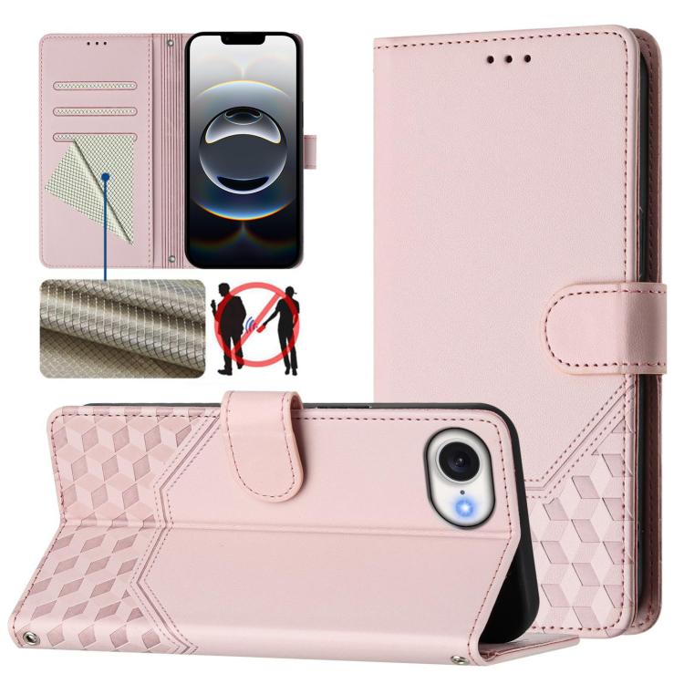 Honeycomb Embossing RFID Leather Phone Case, For iPhone 18 Pro / 17 Pro, For iPhone 18 Pro Max / 17 Pro Max, For iPhone 17e / 16e, For iPhone 17, For iPhone Air, For iPhone 16 Pro Max, For iPhone 16 Pro, For iPhone 16 Plus