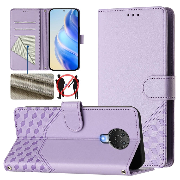 Honeycomb Embossing RFID Leather Phone Case, For Nokia G400, For Nokia G11 4G / G21 4G, For Nokia C30, For Nokia C01 Plus / C1 2nd Edition, For Nokia XR20, For Nokia C10 / C20, For Nokia X20 / X10, For Nokia G20 / G10