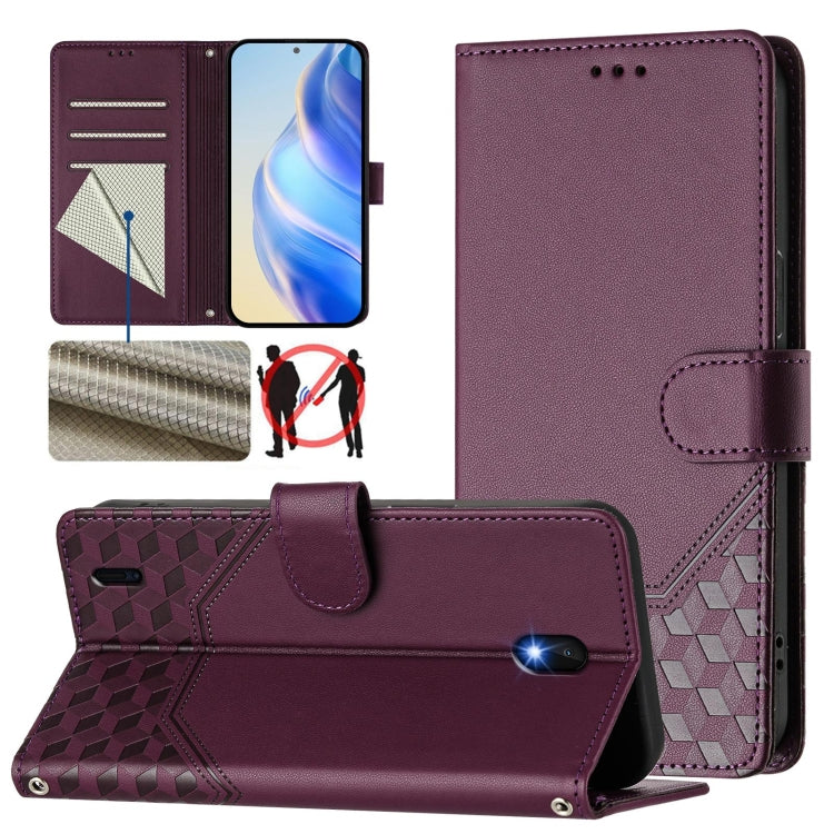 Honeycomb Embossing RFID Leather Phone Case, For Nokia G400, For Nokia G11 4G / G21 4G, For Nokia C30, For Nokia C01 Plus / C1 2nd Edition, For Nokia XR20, For Nokia C10 / C20, For Nokia X20 / X10, For Nokia G20 / G10