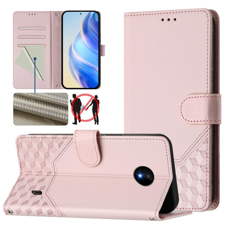 Honeycomb Embossing RFID Leather Phone Case, For Nokia G400, For Nokia G11 4G / G21 4G, For Nokia C30, For Nokia C01 Plus / C1 2nd Edition, For Nokia XR20, For Nokia C10 / C20, For Nokia X20 / X10, For Nokia G20 / G10