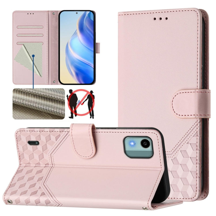 Honeycomb Embossing RFID Leather Phone Case, For Nokia G42 / G310, For Nokia C300, For Nokia C22, For Nokia C12, For Nokia G22, For Nokia C32, For Nokia C02, For Nokia X30 5G