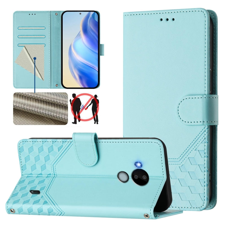 Honeycomb Embossing RFID Leather Phone Case, For Nokia G400, For Nokia G11 4G / G21 4G, For Nokia C30, For Nokia C01 Plus / C1 2nd Edition, For Nokia XR20, For Nokia C10 / C20, For Nokia X20 / X10, For Nokia G20 / G10
