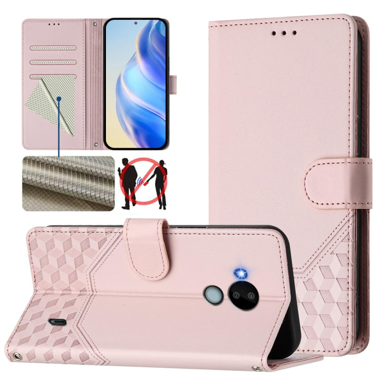 Honeycomb Embossing RFID Leather Phone Case, For Nokia G400, For Nokia G11 4G / G21 4G, For Nokia C30, For Nokia C01 Plus / C1 2nd Edition, For Nokia XR20, For Nokia C10 / C20, For Nokia X20 / X10, For Nokia G20 / G10