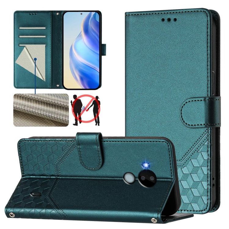 Honeycomb Embossing RFID Leather Phone Case, For Nokia G400, For Nokia G11 4G / G21 4G, For Nokia C30, For Nokia C01 Plus / C1 2nd Edition, For Nokia XR20, For Nokia C10 / C20, For Nokia X20 / X10, For Nokia G20 / G10