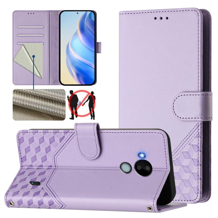 Honeycomb Embossing RFID Leather Phone Case, For Nokia G400, For Nokia G11 4G / G21 4G, For Nokia C30, For Nokia C01 Plus / C1 2nd Edition, For Nokia XR20, For Nokia C10 / C20, For Nokia X20 / X10, For Nokia G20 / G10