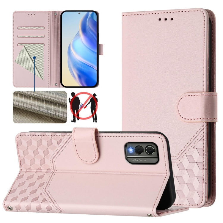 Honeycomb Embossing RFID Leather Phone Case, For Nokia G42 / G310, For Nokia C300, For Nokia C22, For Nokia C12, For Nokia G22, For Nokia C32, For Nokia C02, For Nokia X30 5G