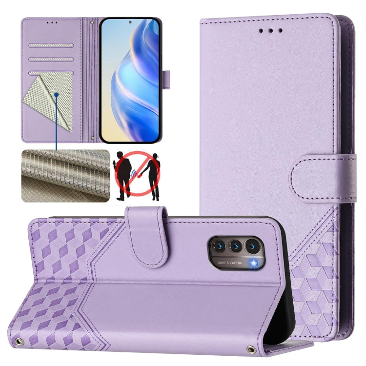 Honeycomb Embossing RFID Leather Phone Case, For Nokia G400, For Nokia G11 4G / G21 4G, For Nokia C30, For Nokia C01 Plus / C1 2nd Edition, For Nokia XR20, For Nokia C10 / C20, For Nokia X20 / X10, For Nokia G20 / G10