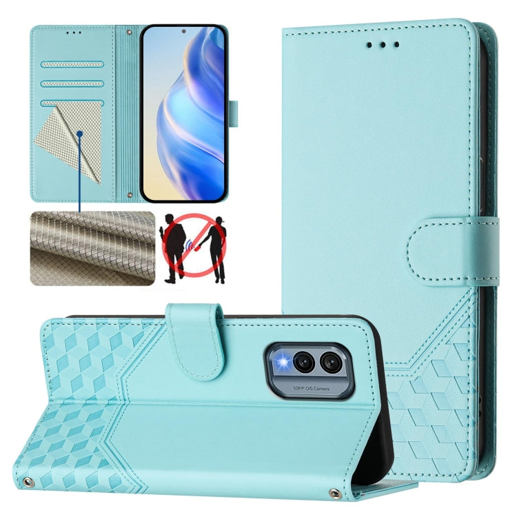 Honeycomb Embossing RFID Leather Phone Case, For Nokia G42 / G310, For Nokia C300, For Nokia C22, For Nokia C12, For Nokia G22, For Nokia C32, For Nokia C02, For Nokia X30 5G