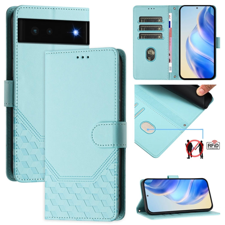 Honeycomb Embossing RFID Leather Phone Case, For Google Pixel 8 Pro, For Google Pixel 8, For Google Pixel 7a, For Google Pixel 7 Pro, For Google Pixel 7, For Google Pixel 6a, For Google Pixel 6 Pro, For Google Pixel 6