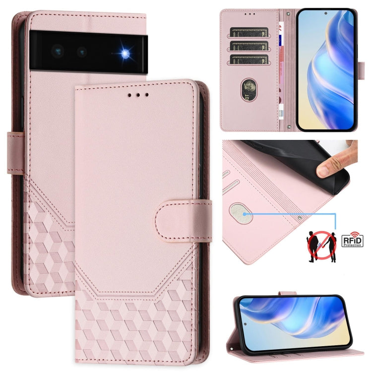 Honeycomb Embossing RFID Leather Phone Case, For Google Pixel 8 Pro, For Google Pixel 8, For Google Pixel 7a, For Google Pixel 7 Pro, For Google Pixel 7, For Google Pixel 6a, For Google Pixel 6 Pro, For Google Pixel 6
