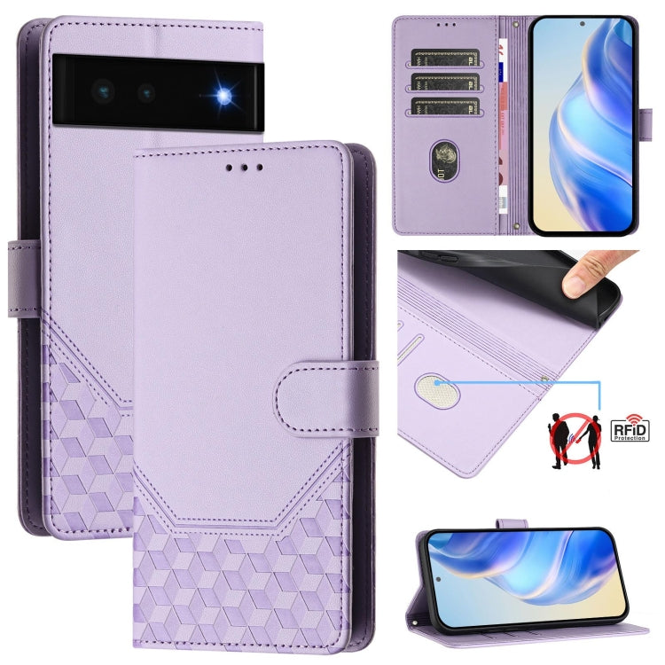 Honeycomb Embossing RFID Leather Phone Case, For Google Pixel 8 Pro, For Google Pixel 8, For Google Pixel 7a, For Google Pixel 7 Pro, For Google Pixel 7, For Google Pixel 6a, For Google Pixel 6 Pro, For Google Pixel 6