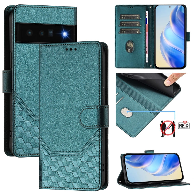Honeycomb Embossing RFID Leather Phone Case, For Google Pixel 8 Pro, For Google Pixel 8, For Google Pixel 7a, For Google Pixel 7 Pro, For Google Pixel 7, For Google Pixel 6a, For Google Pixel 6 Pro, For Google Pixel 6