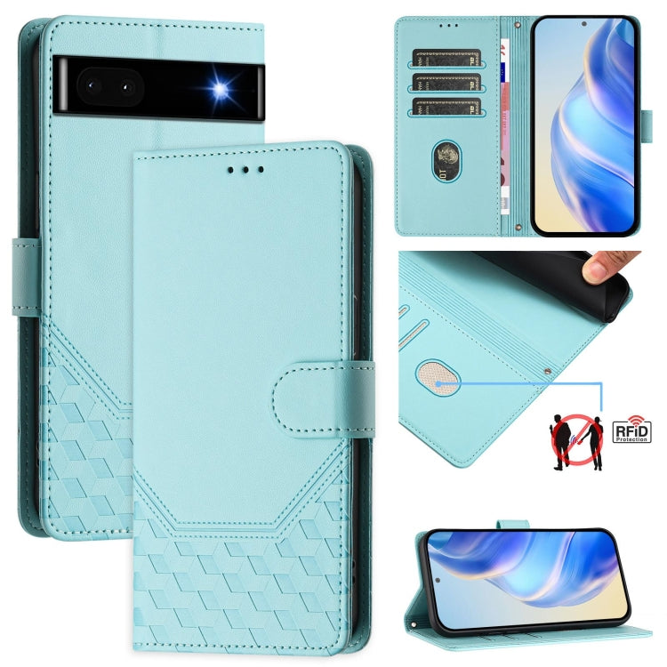 Honeycomb Embossing RFID Leather Phone Case, For Google Pixel 8 Pro, For Google Pixel 8, For Google Pixel 7a, For Google Pixel 7 Pro, For Google Pixel 7, For Google Pixel 6a, For Google Pixel 6 Pro, For Google Pixel 6