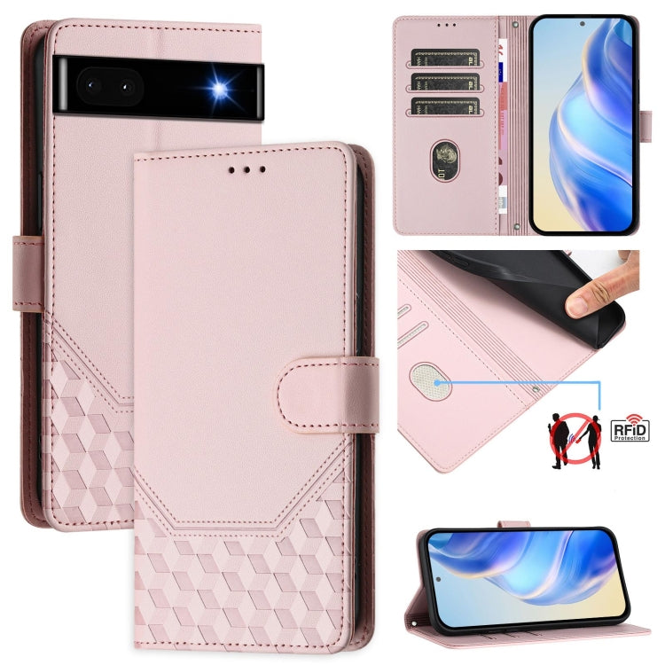 Honeycomb Embossing RFID Leather Phone Case, For Google Pixel 8 Pro, For Google Pixel 8, For Google Pixel 7a, For Google Pixel 7 Pro, For Google Pixel 7, For Google Pixel 6a, For Google Pixel 6 Pro, For Google Pixel 6
