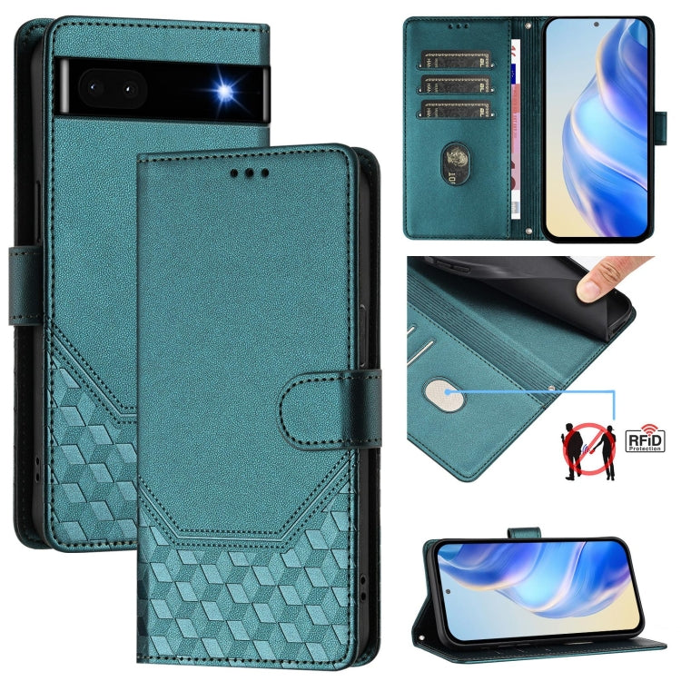 Honeycomb Embossing RFID Leather Phone Case, For Google Pixel 8 Pro, For Google Pixel 8, For Google Pixel 7a, For Google Pixel 7 Pro, For Google Pixel 7, For Google Pixel 6a, For Google Pixel 6 Pro, For Google Pixel 6