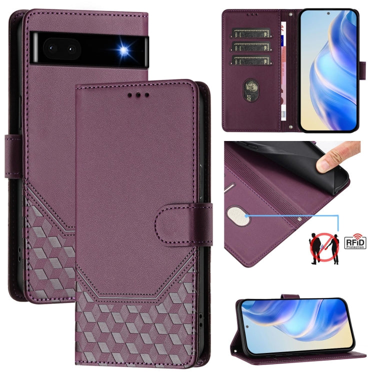 Honeycomb Embossing RFID Leather Phone Case, For Google Pixel 8 Pro, For Google Pixel 8, For Google Pixel 7a, For Google Pixel 7 Pro, For Google Pixel 7, For Google Pixel 6a, For Google Pixel 6 Pro, For Google Pixel 6