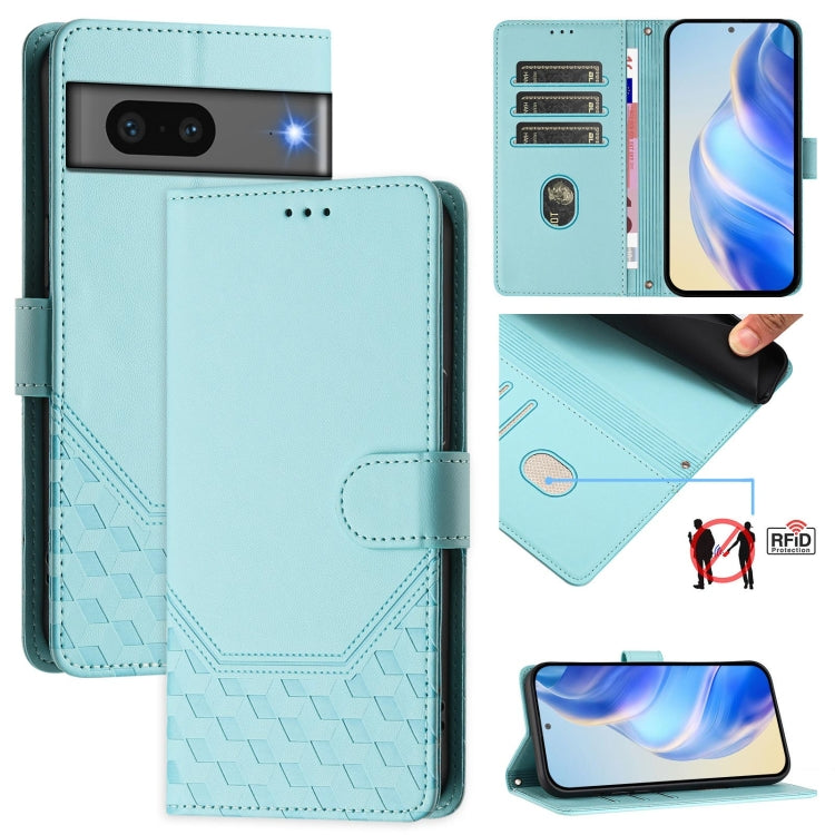 Honeycomb Embossing RFID Leather Phone Case, For Google Pixel 8 Pro, For Google Pixel 8, For Google Pixel 7a, For Google Pixel 7 Pro, For Google Pixel 7, For Google Pixel 6a, For Google Pixel 6 Pro, For Google Pixel 6