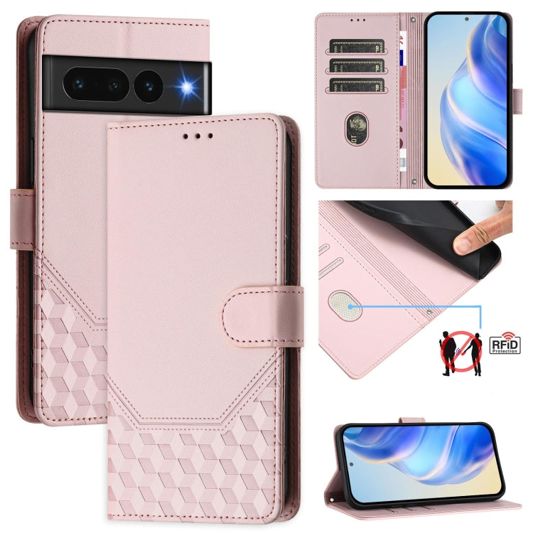 Honeycomb Embossing RFID Leather Phone Case, For Google Pixel 8 Pro, For Google Pixel 8, For Google Pixel 7a, For Google Pixel 7 Pro, For Google Pixel 7, For Google Pixel 6a, For Google Pixel 6 Pro, For Google Pixel 6