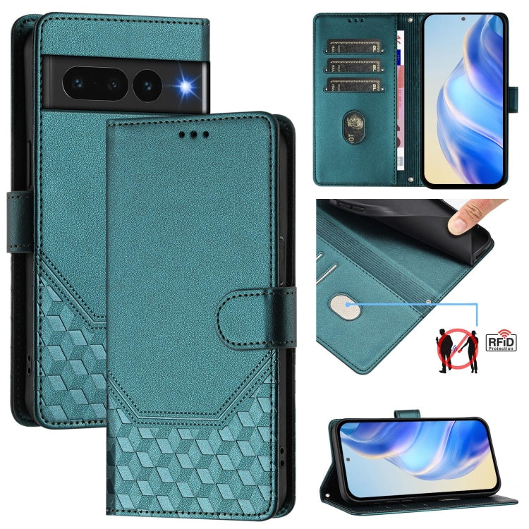 Honeycomb Embossing RFID Leather Phone Case, For Google Pixel 8 Pro, For Google Pixel 8, For Google Pixel 7a, For Google Pixel 7 Pro, For Google Pixel 7, For Google Pixel 6a, For Google Pixel 6 Pro, For Google Pixel 6