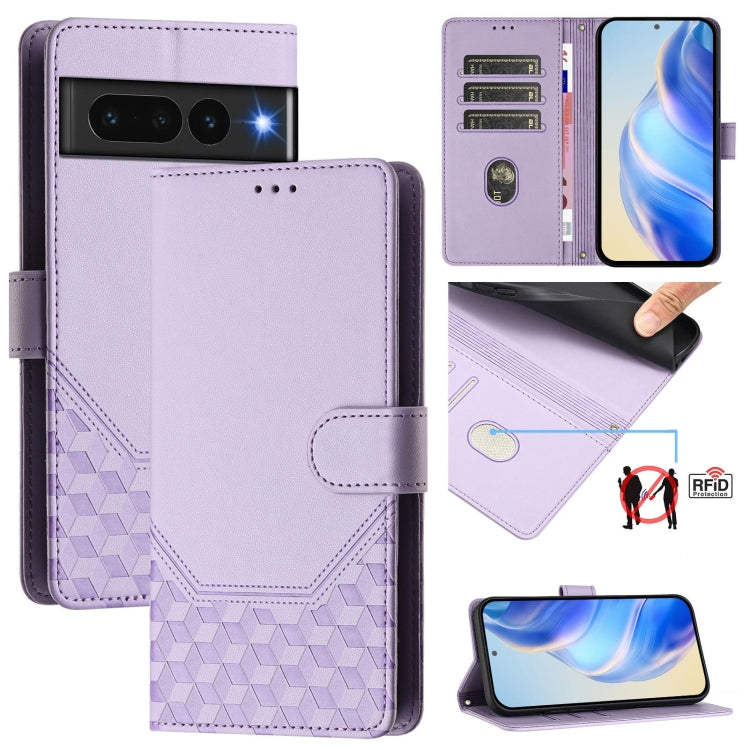 Honeycomb Embossing RFID Leather Phone Case, For Google Pixel 8 Pro, For Google Pixel 8, For Google Pixel 7a, For Google Pixel 7 Pro, For Google Pixel 7, For Google Pixel 6a, For Google Pixel 6 Pro, For Google Pixel 6