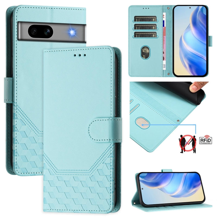 Honeycomb Embossing RFID Leather Phone Case, For Google Pixel 8 Pro, For Google Pixel 8, For Google Pixel 7a, For Google Pixel 7 Pro, For Google Pixel 7, For Google Pixel 6a, For Google Pixel 6 Pro, For Google Pixel 6