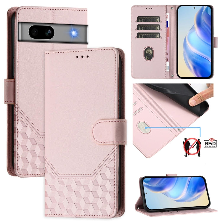 Honeycomb Embossing RFID Leather Phone Case, For Google Pixel 8 Pro, For Google Pixel 8, For Google Pixel 7a, For Google Pixel 7 Pro, For Google Pixel 7, For Google Pixel 6a, For Google Pixel 6 Pro, For Google Pixel 6
