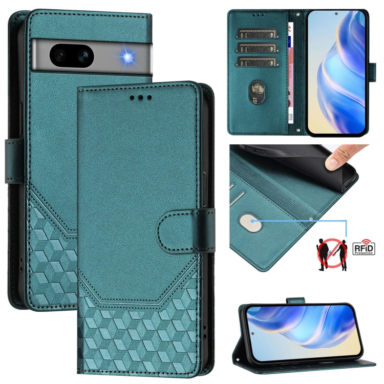 Honeycomb Embossing RFID Leather Phone Case, For Google Pixel 8 Pro, For Google Pixel 8, For Google Pixel 7a, For Google Pixel 7 Pro, For Google Pixel 7, For Google Pixel 6a, For Google Pixel 6 Pro, For Google Pixel 6