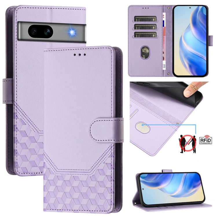 Honeycomb Embossing RFID Leather Phone Case, For Google Pixel 8 Pro, For Google Pixel 8, For Google Pixel 7a, For Google Pixel 7 Pro, For Google Pixel 7, For Google Pixel 6a, For Google Pixel 6 Pro, For Google Pixel 6