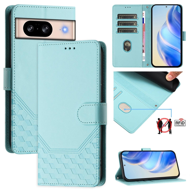 Honeycomb Embossing RFID Leather Phone Case, For Google Pixel 8 Pro, For Google Pixel 8, For Google Pixel 7a, For Google Pixel 7 Pro, For Google Pixel 7, For Google Pixel 6a, For Google Pixel 6 Pro, For Google Pixel 6