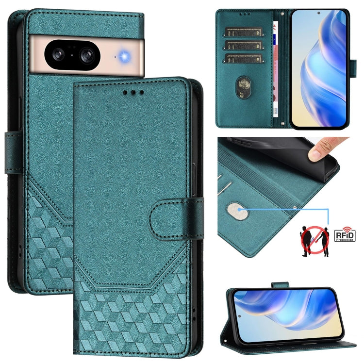 Honeycomb Embossing RFID Leather Phone Case, For Google Pixel 8 Pro, For Google Pixel 8, For Google Pixel 7a, For Google Pixel 7 Pro, For Google Pixel 7, For Google Pixel 6a, For Google Pixel 6 Pro, For Google Pixel 6