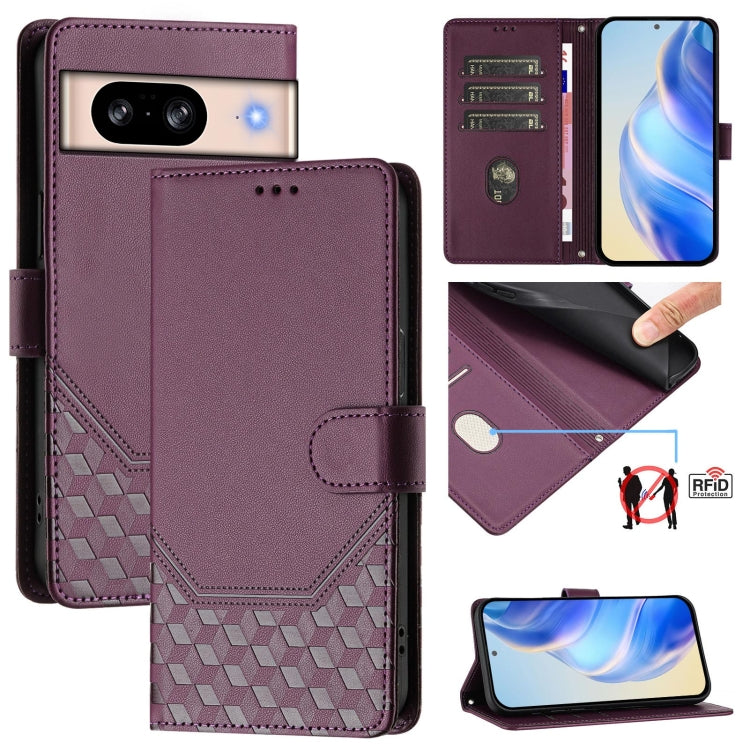 Honeycomb Embossing RFID Leather Phone Case, For Google Pixel 8 Pro, For Google Pixel 8, For Google Pixel 7a, For Google Pixel 7 Pro, For Google Pixel 7, For Google Pixel 6a, For Google Pixel 6 Pro, For Google Pixel 6
