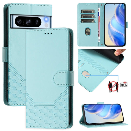 Honeycomb Embossing RFID Leather Phone Case, For Google Pixel 8 Pro, For Google Pixel 8, For Google Pixel 7a, For Google Pixel 7 Pro, For Google Pixel 7, For Google Pixel 6a, For Google Pixel 6 Pro, For Google Pixel 6