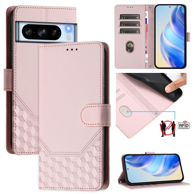 Honeycomb Embossing RFID Leather Phone Case, For Google Pixel 8 Pro, For Google Pixel 8, For Google Pixel 7a, For Google Pixel 7 Pro, For Google Pixel 7, For Google Pixel 6a, For Google Pixel 6 Pro, For Google Pixel 6