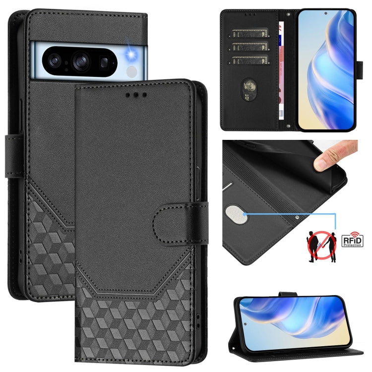 Honeycomb Embossing RFID Leather Phone Case, For Google Pixel 8 Pro, For Google Pixel 8, For Google Pixel 7a, For Google Pixel 7 Pro, For Google Pixel 7, For Google Pixel 6a, For Google Pixel 6 Pro, For Google Pixel 6
