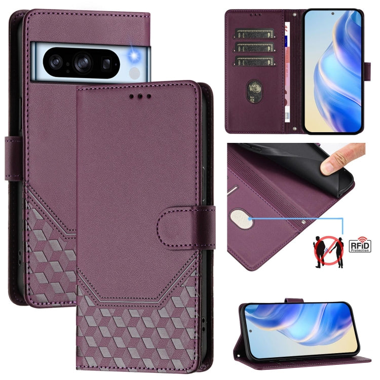 Honeycomb Embossing RFID Leather Phone Case, For Google Pixel 8 Pro, For Google Pixel 8, For Google Pixel 7a, For Google Pixel 7 Pro, For Google Pixel 7, For Google Pixel 6a, For Google Pixel 6 Pro, For Google Pixel 6