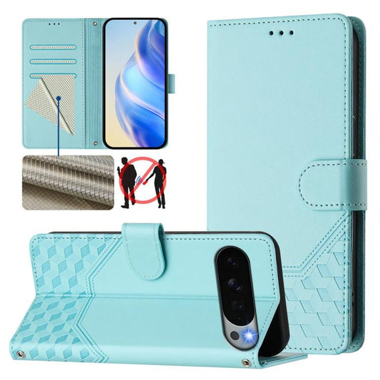 Honeycomb Embossing RFID Leather Phone Case, For Google Pixel 11 Pro XL, For Google Pixel 11 Pro / 11, For Google Pixel 10 Pro XL 5G Global, For Google Pixel 10 5G / 10 Pro 5G Global, For Google Pixel 9a, For Google Pixel 9 Pro XL                      ...