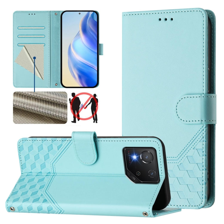 Honeycomb Embossing RFID Leather Phone Case, For Asus Zenfone 12 Ultra, For Asus ROG Phone 9 / 9 Pro, For Asus Zenfone 11 Ultra, For Asus ROG Phone 8 / 8 Pro