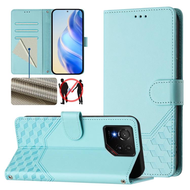 Honeycomb Embossing RFID Leather Phone Case, For Asus Zenfone 12 Ultra, For Asus ROG Phone 9 / 9 Pro, For Asus Zenfone 11 Ultra, For Asus ROG Phone 8 / 8 Pro
