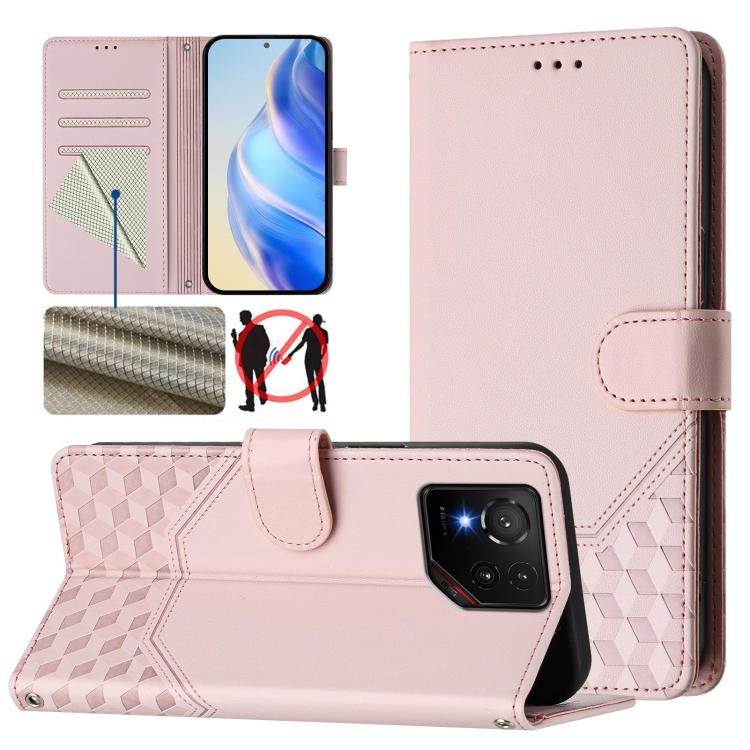 Honeycomb Embossing RFID Leather Phone Case, For Asus Zenfone 12 Ultra, For Asus ROG Phone 9 / 9 Pro, For Asus Zenfone 11 Ultra, For Asus ROG Phone 8 / 8 Pro