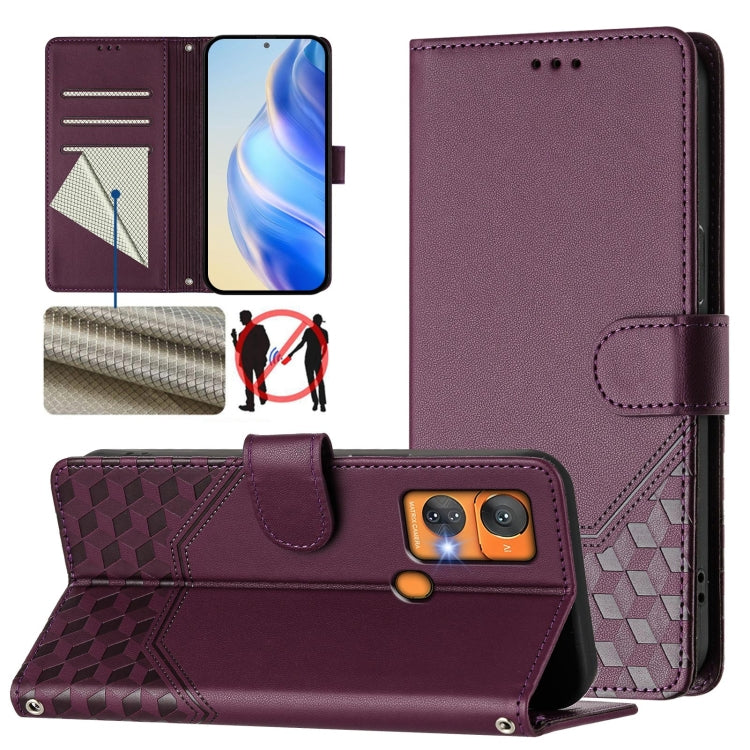 Honeycomb Embossing RFID Leather Phone Case, For Oukitel C33
