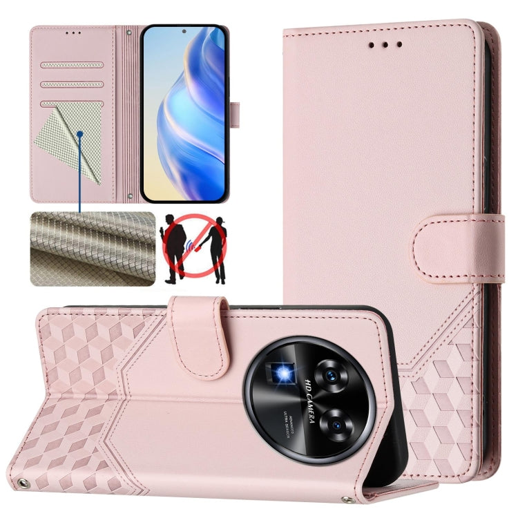 Honeycomb Embossing RFID Leather Phone Case, For Oukitel C59 / C59 Pro, For Oukitel C57s, For Oukitel C53, For Oukitel C50, For Oukitel C37, For Oukitel C51, For Oukitel C38, For Oukitel C35
