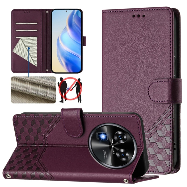 Honeycomb Embossing RFID Leather Phone Case, For Oukitel C59 / C59 Pro, For Oukitel C57s, For Oukitel C53, For Oukitel C50, For Oukitel C37, For Oukitel C51, For Oukitel C38, For Oukitel C35