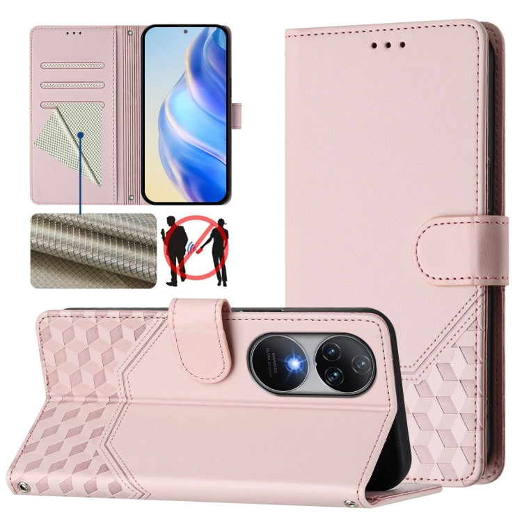 Honeycomb Embossing RFID Leather Phone Case, For Oukitel C59 / C59 Pro, For Oukitel C57s, For Oukitel C53, For Oukitel C50, For Oukitel C37, For Oukitel C51, For Oukitel C38, For Oukitel C35