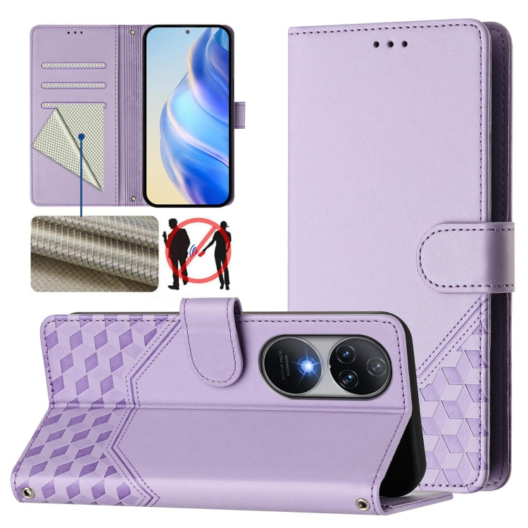 Honeycomb Embossing RFID Leather Phone Case, For Oukitel C59 / C59 Pro, For Oukitel C57s, For Oukitel C53, For Oukitel C50, For Oukitel C37, For Oukitel C51, For Oukitel C38, For Oukitel C35