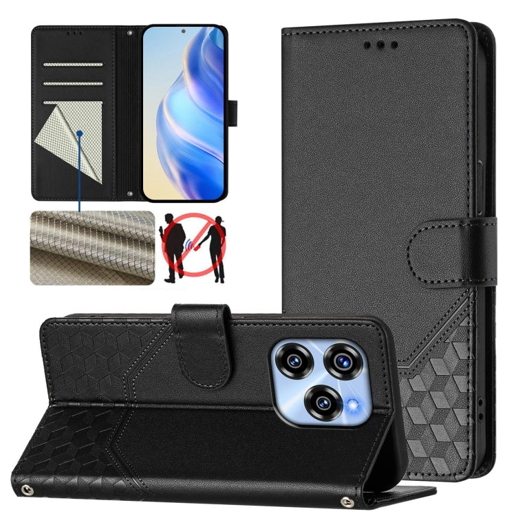 Honeycomb Embossing RFID Leather Phone Case, For Oukitel C59 / C59 Pro, For Oukitel C57s, For Oukitel C53, For Oukitel C50, For Oukitel C37, For Oukitel C51, For Oukitel C38, For Oukitel C35