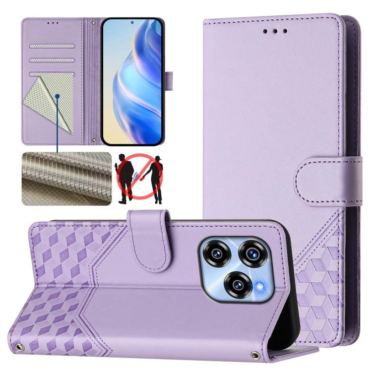 Honeycomb Embossing RFID Leather Phone Case, For Oukitel C59 / C59 Pro, For Oukitel C57s, For Oukitel C53, For Oukitel C50, For Oukitel C37, For Oukitel C51, For Oukitel C38, For Oukitel C35