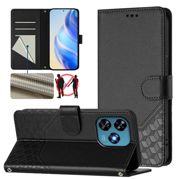 Honeycomb Embossing RFID Leather Phone Case, For Oukitel C59 / C59 Pro, For Oukitel C57s, For Oukitel C53, For Oukitel C50, For Oukitel C37, For Oukitel C51, For Oukitel C38, For Oukitel C35