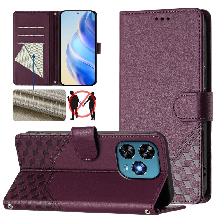 Honeycomb Embossing RFID Leather Phone Case, For Oukitel C59 / C59 Pro, For Oukitel C57s, For Oukitel C53, For Oukitel C50, For Oukitel C37, For Oukitel C51, For Oukitel C38, For Oukitel C35