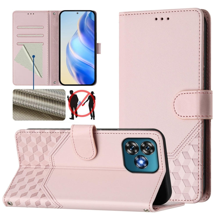 Honeycomb Embossing RFID Leather Phone Case, For Oukitel C59 / C59 Pro, For Oukitel C57s, For Oukitel C53, For Oukitel C50, For Oukitel C37, For Oukitel C51, For Oukitel C38, For Oukitel C35